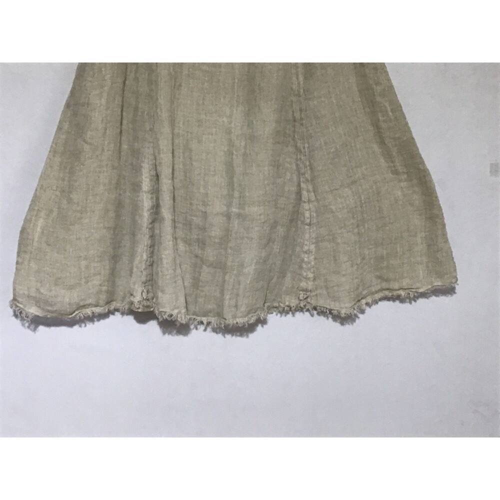 Eileen Fisher Linen Skirt Womens Med Beige Milkmaid Fairy Grunge Y2K Fringed Hem - Picture 8 of 16